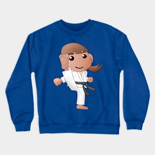 Karate Girl Kick Kawaii Cute Female Cartoon Character Crewneck Sweatshirt